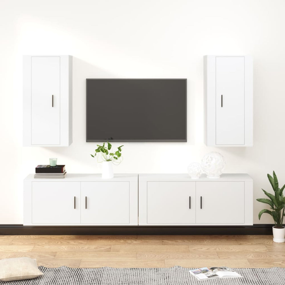4-delige Tv-meubelset bewerkt hout wit MeubelReus