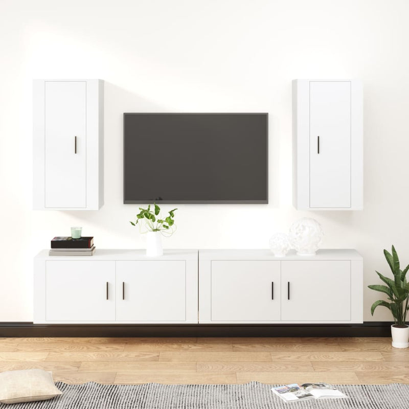4-delige Tv-meubelset bewerkt hout wit MeubelReus