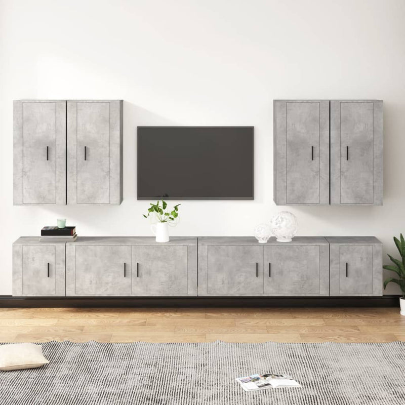 8-delige Tv-meubelset bewerkt hout betongrijs MeubelReus