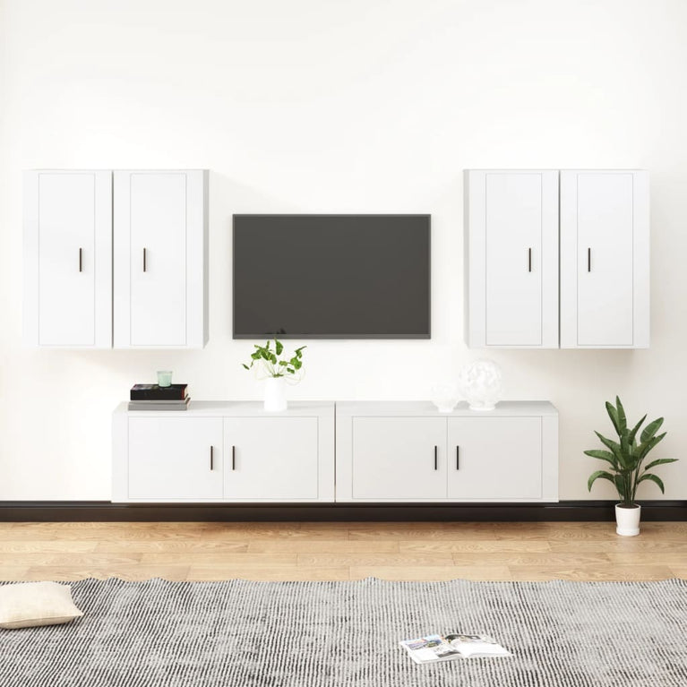 6-delige Tv-meubelset bewerkt hout wit MeubelReus