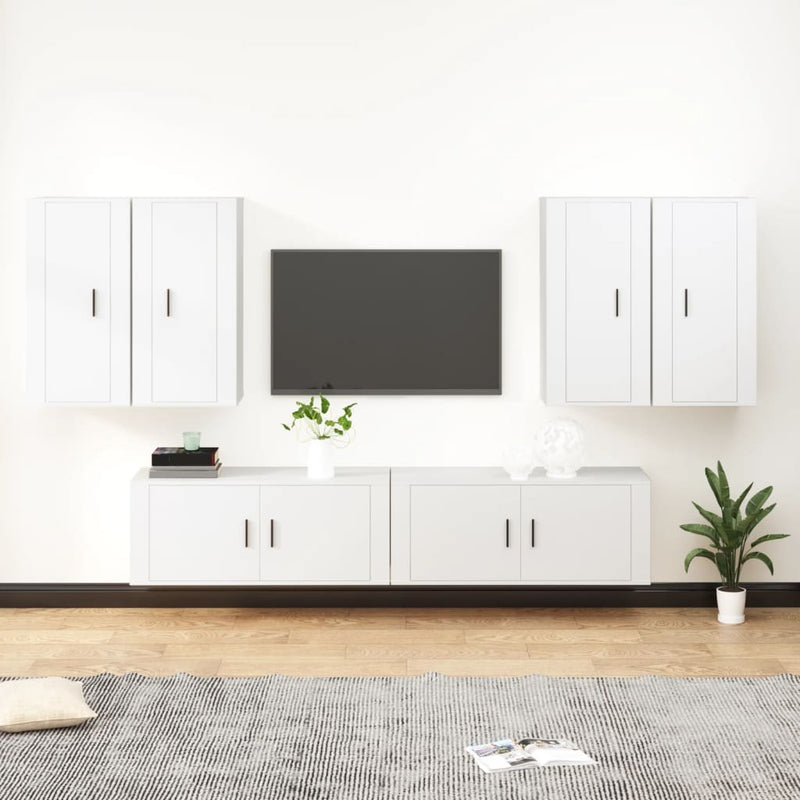6-delige Tv-meubelset bewerkt hout wit MeubelReus
