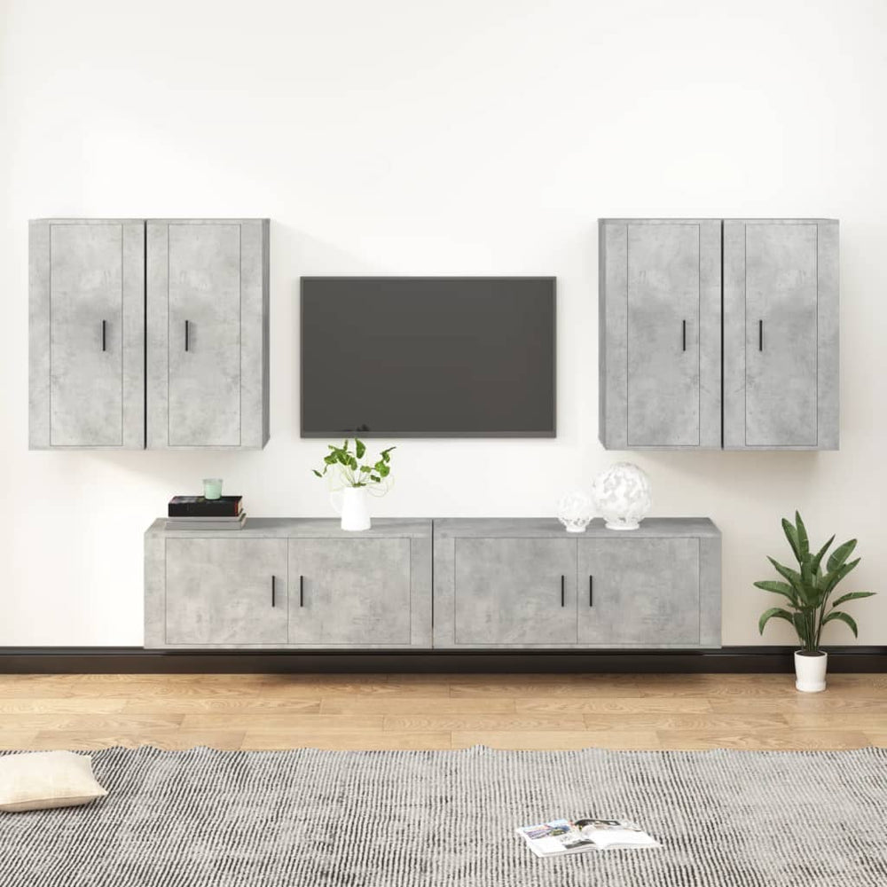 6-delige Tv-meubelset bewerkt hout betongrijs MeubelReus
