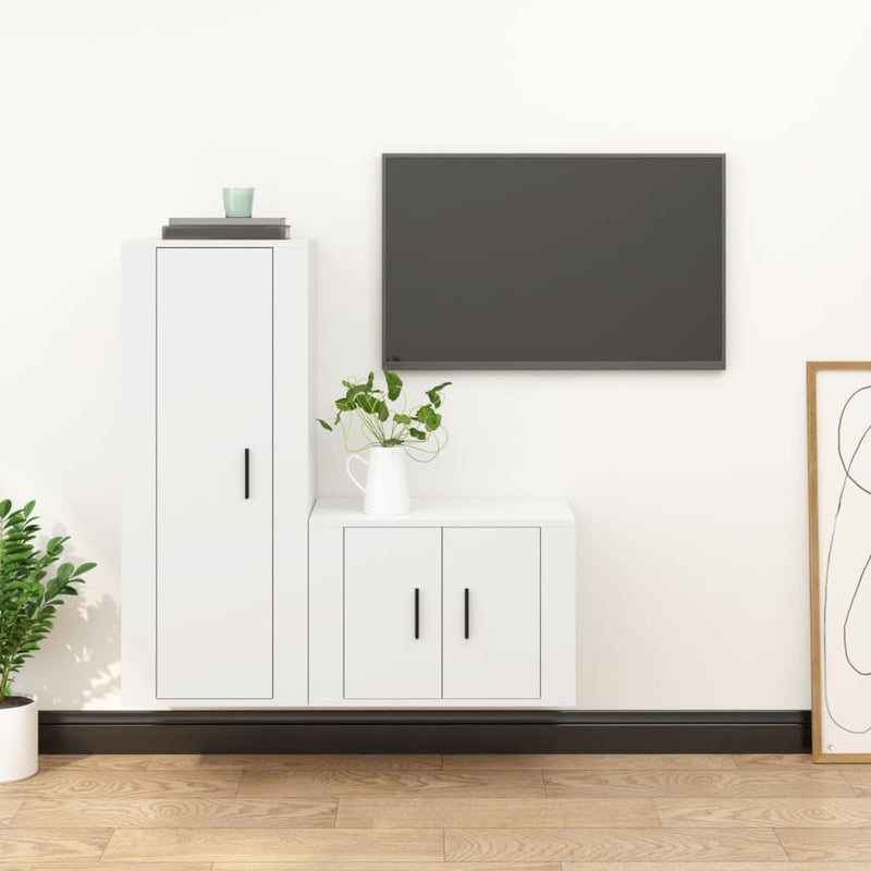 2-delige Tv-meubelset bewerkt hout wit MeubelReus