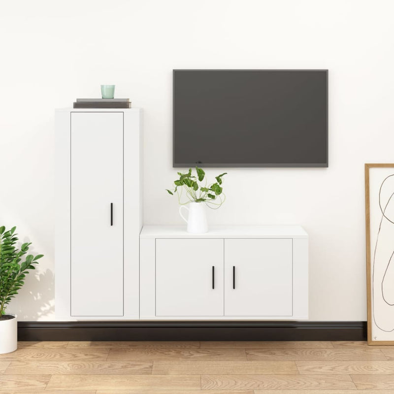 2-delige Tv-meubelset bewerkt hout wit MeubelReus