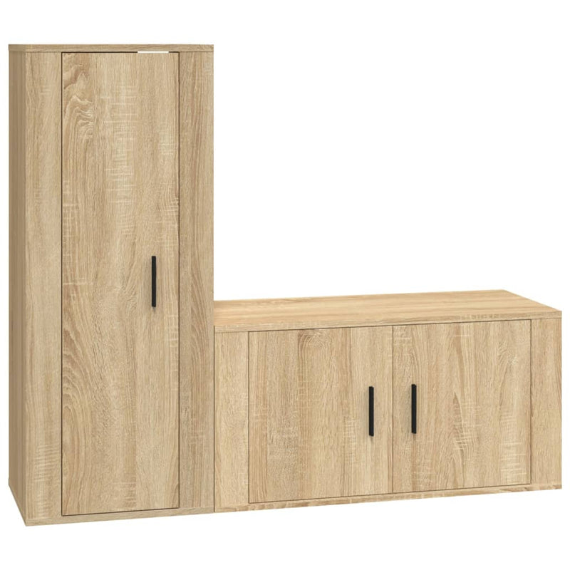 2-delige Tv-meubelset bewerkt hout sonoma eikenkleurig MeubelReus