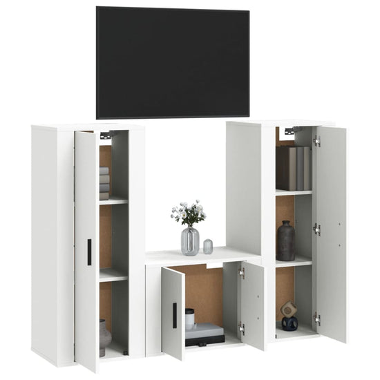 3-delige Tv-meubelset bewerkt hout wit MeubelReus