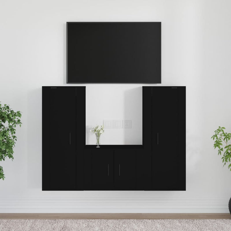 3-delige Tv-meubelset bewerkt hout zwart MeubelReus