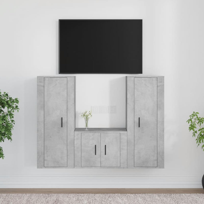 3-delige Tv-meubelset bewerkt hout betongrijs MeubelReus