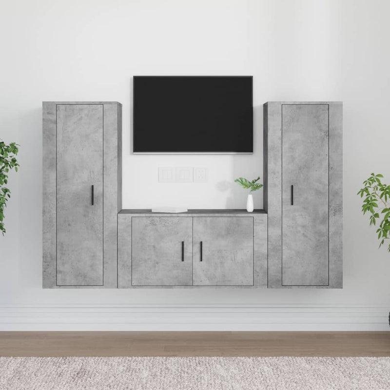 3-delige Tv-meubelset bewerkt hout betongrijs MeubelReus