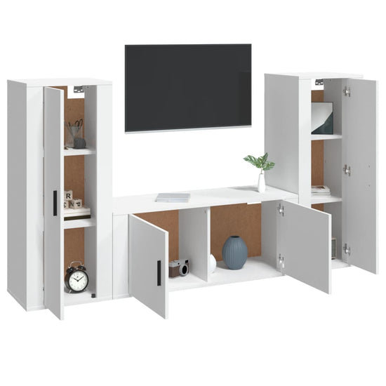 3-delige Tv-meubelset bewerkt hout wit MeubelReus