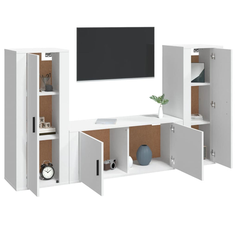3-delige Tv-meubelset bewerkt hout wit MeubelReus