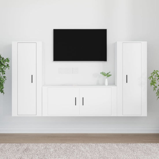 3-delige Tv-meubelset bewerkt hout wit MeubelReus