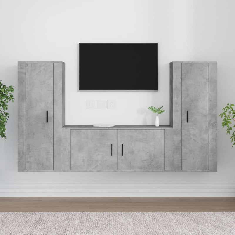 3-delige Tv-meubelset bewerkt hout betongrijs MeubelReus