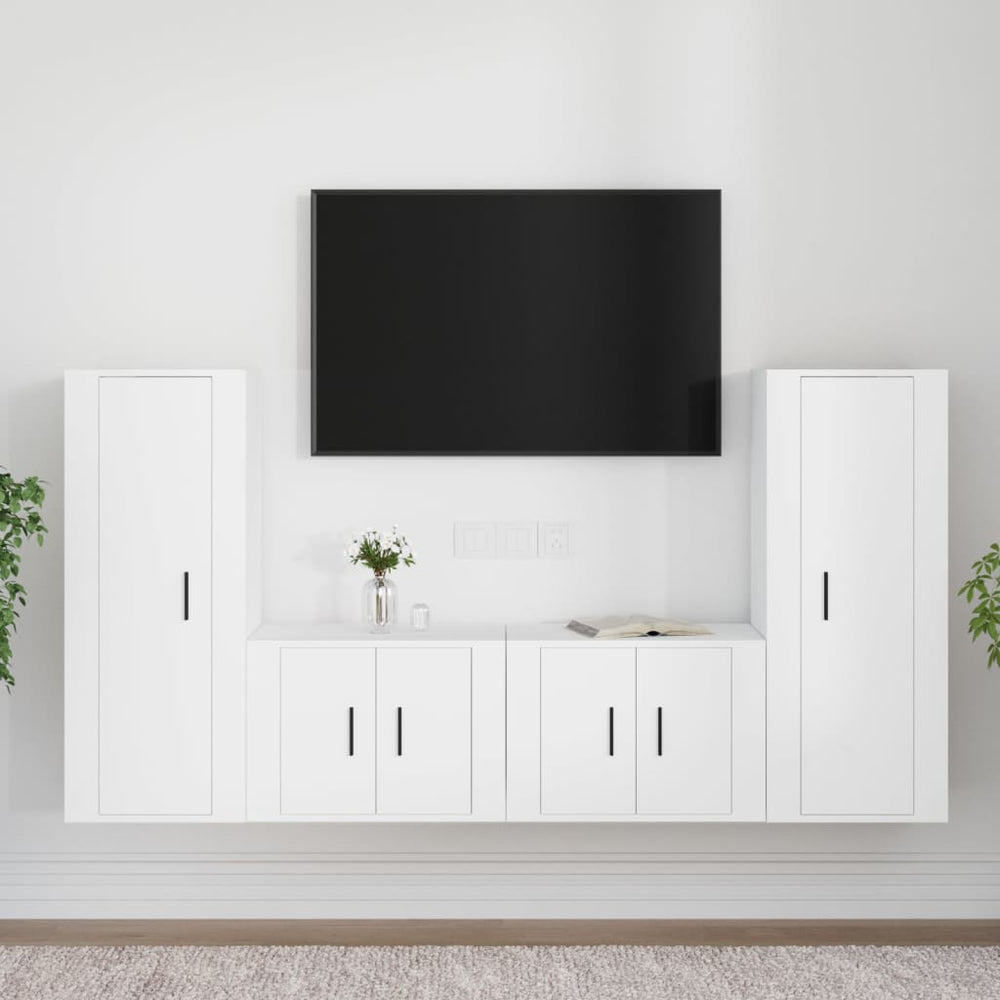 4-delige Tv-meubelset bewerkt hout wit MeubelReus