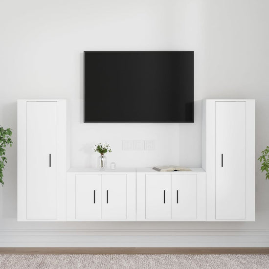 4-delige Tv-meubelset bewerkt hout wit MeubelReus