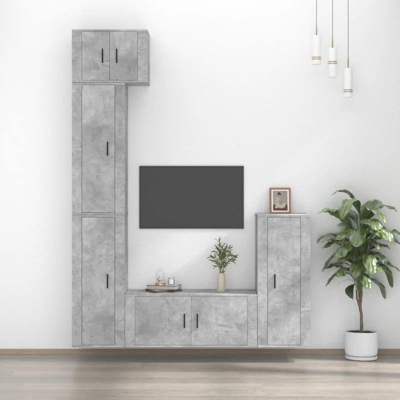 5-delige Tv-meubelset bewerkt hout betongrijs MeubelReus