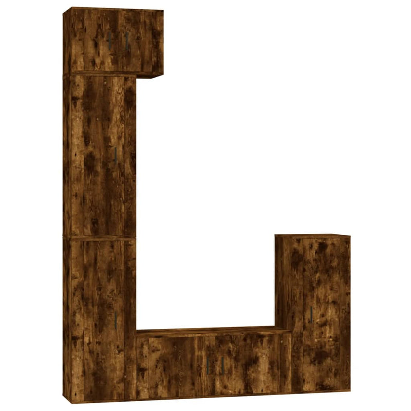5-delige Tv-meubelset bewerkt hout gerookt eikenkleurig MeubelReus