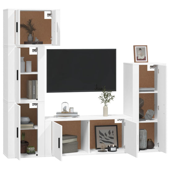 5-delige Tv-meubelset bewerkt hout wit MeubelReus