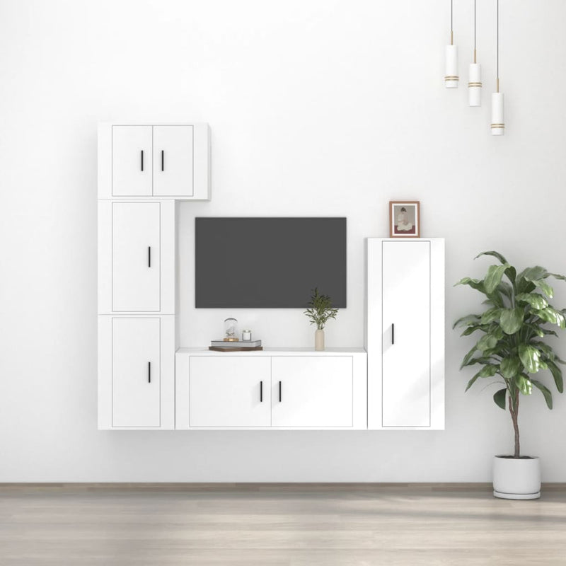 5-delige Tv-meubelset bewerkt hout wit MeubelReus