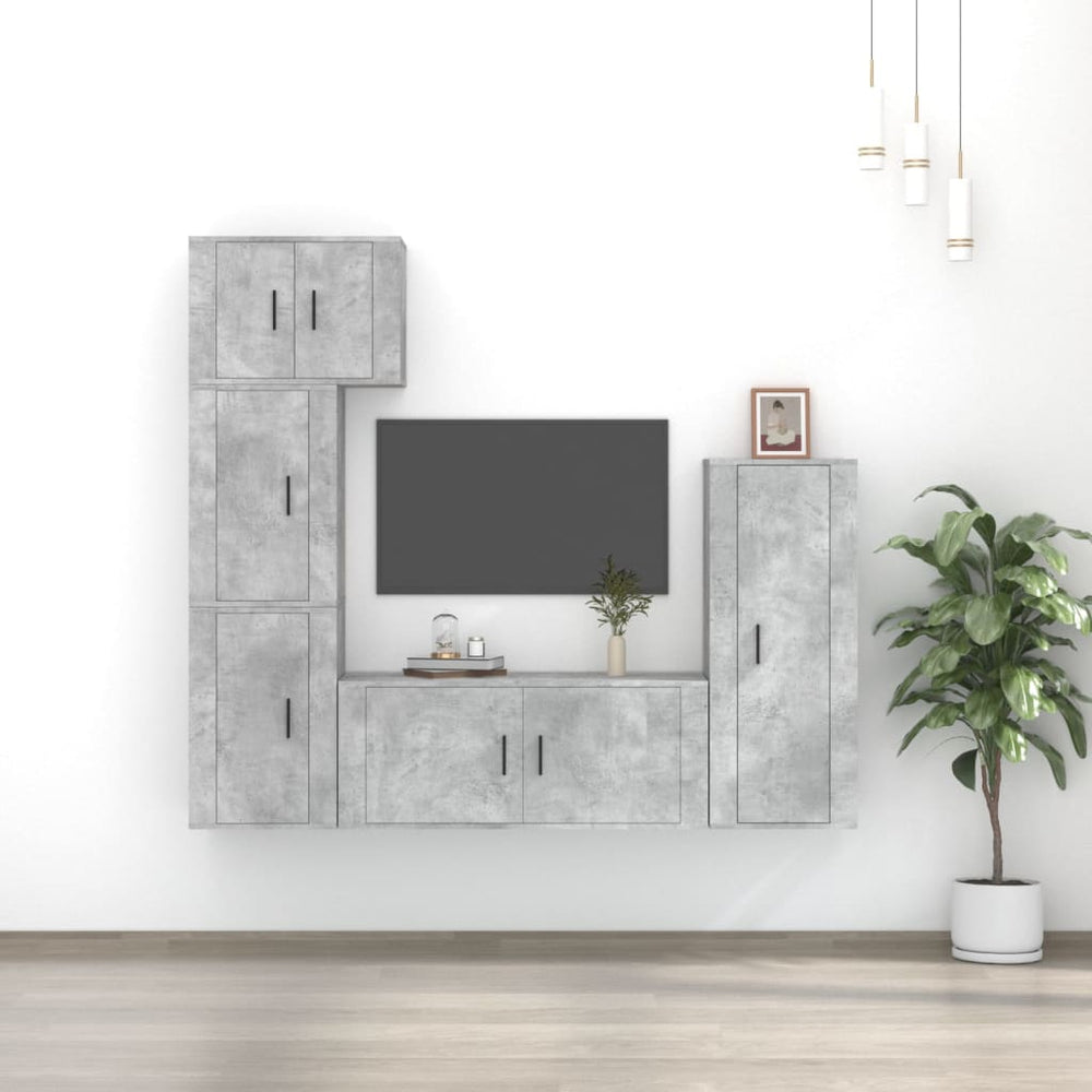 5-delige Tv-meubelset bewerkt hout betongrijs MeubelReus