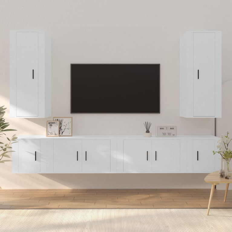6-delige Tv-meubelset bewerkt hout wit MeubelReus