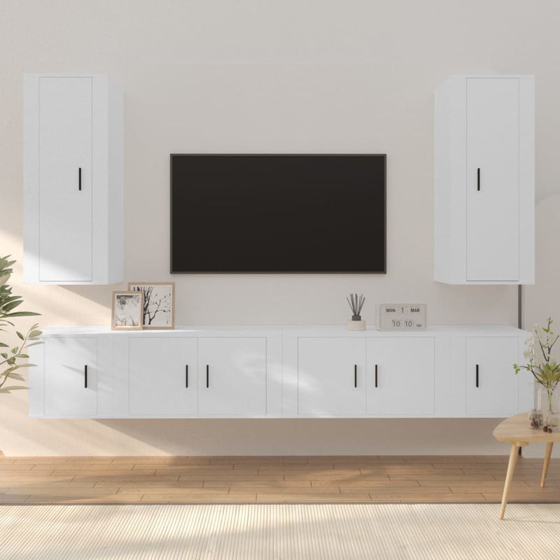 6-delige Tv-meubelset bewerkt hout wit MeubelReus