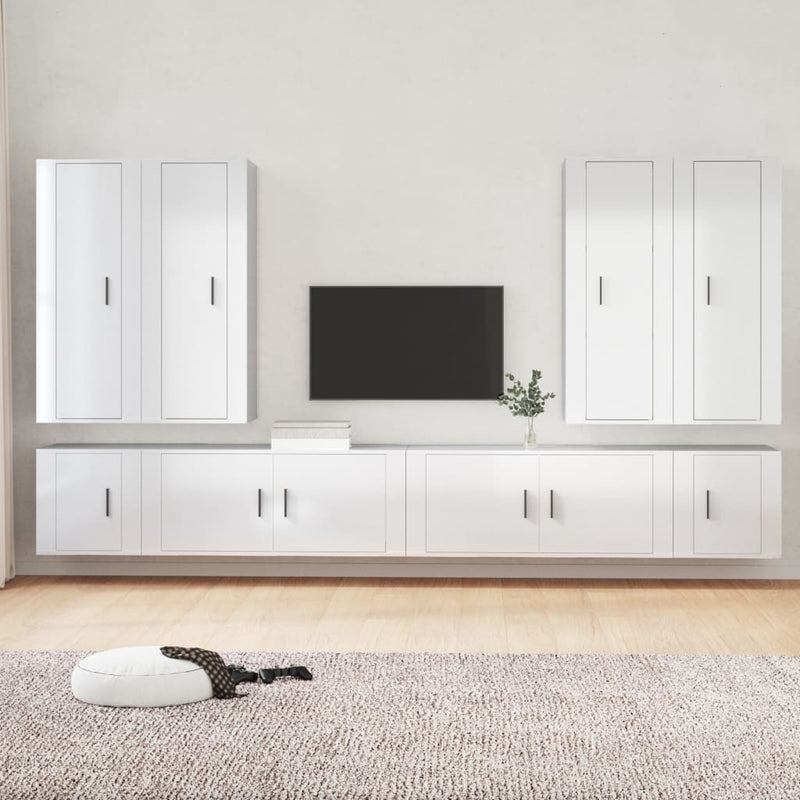 8-delige Tv-meubelset bewerkt hout hoogglans wit MeubelReus