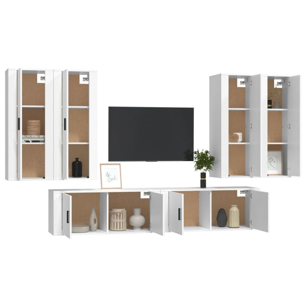 6-delige Tv-meubelset bewerkt hout wit MeubelReus