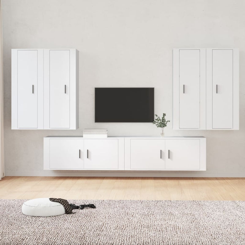 6-delige Tv-meubelset bewerkt hout wit MeubelReus