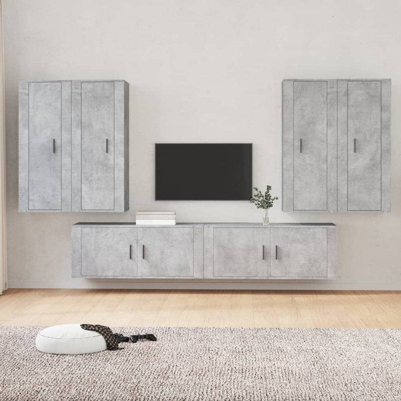 6-delige Tv-meubelset bewerkt hout betongrijs MeubelReus