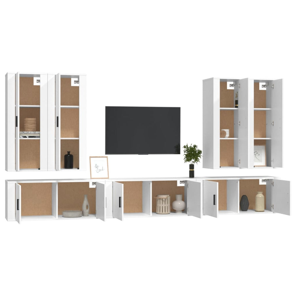 7-delige Tv-meubelset bewerkt hout wit MeubelReus