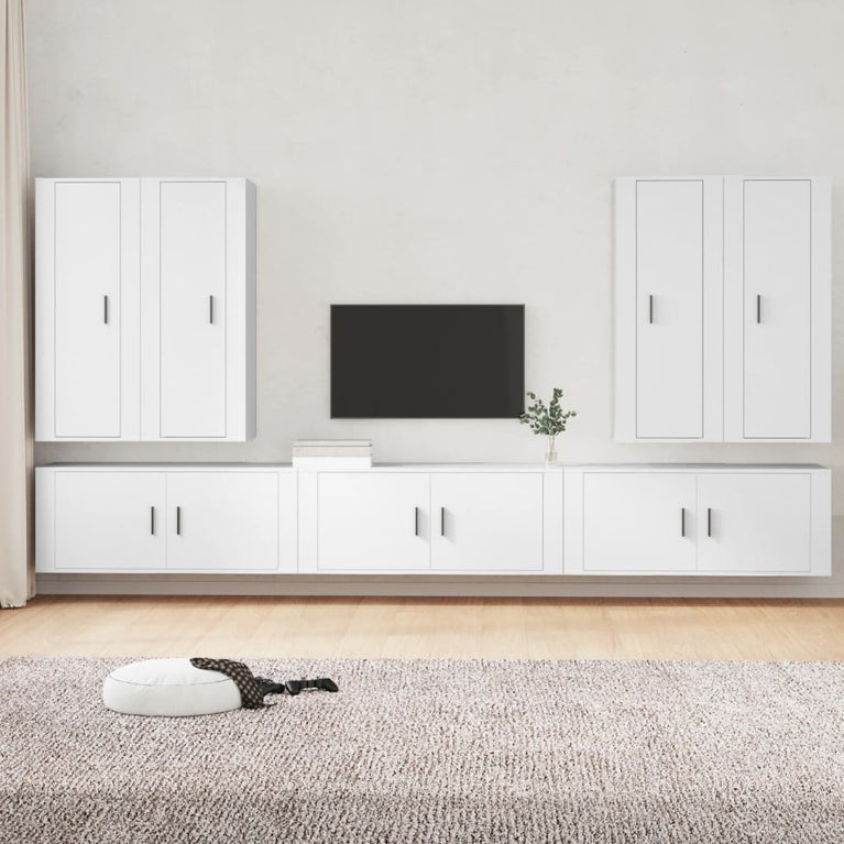 7-delige Tv-meubelset bewerkt hout wit MeubelReus