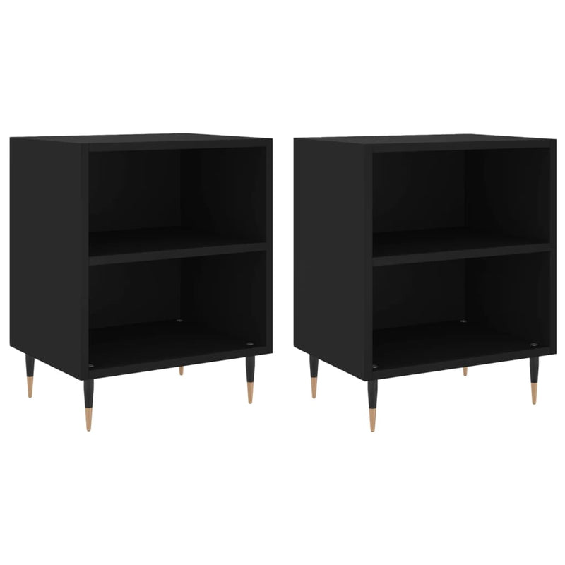 Nachtkastjes 2 st 40x30x50 cm bewerkt hout zwart MeubelReus