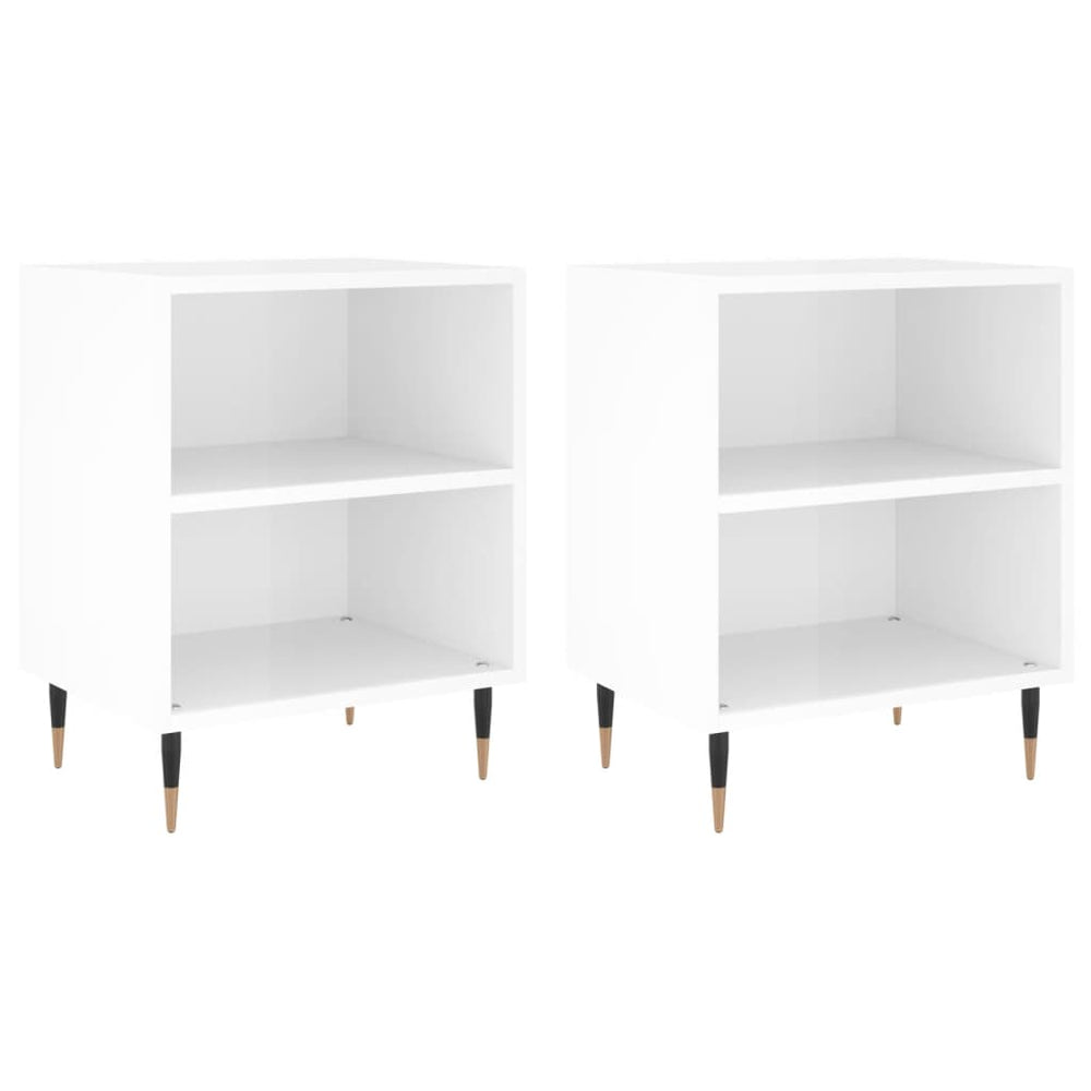 Nachtkastjes 2 st 40x30x50 cm bewerkt hout hoogglans wit MeubelReus