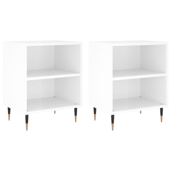 Nachtkastjes 2 st 40x30x50 cm bewerkt hout hoogglans wit MeubelReus