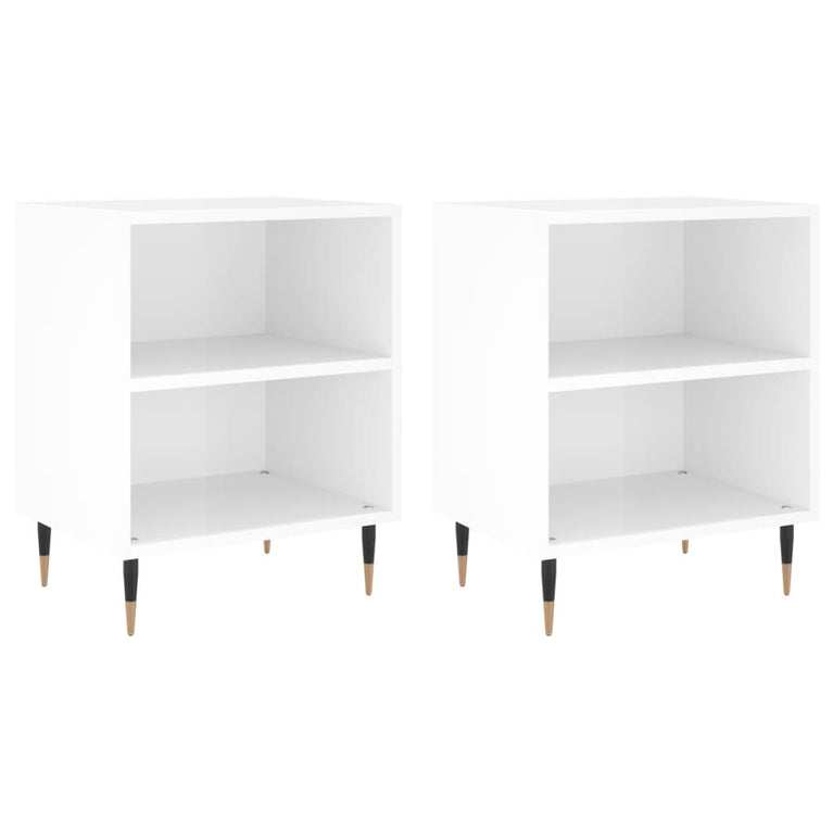 Nachtkastjes 2 st 40x30x50 cm bewerkt hout hoogglans wit MeubelReus
