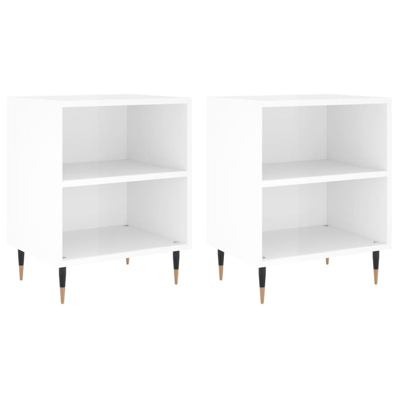 Nachtkastjes 2 st 40x30x50 cm bewerkt hout hoogglans wit MeubelReus