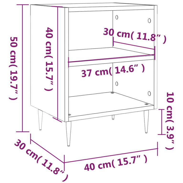 Nachtkastjes 2 st 40x30x50 cm bewerkt hout hoogglans wit MeubelReus