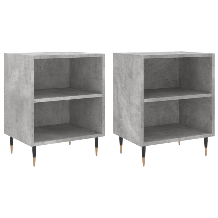 Nachtkastjes 2 st 40x30x50 cm bewerkt hout betongrijs MeubelReus
