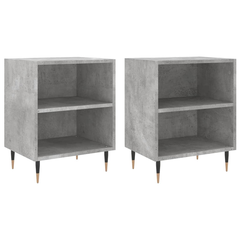 Nachtkastjes 2 st 40x30x50 cm bewerkt hout betongrijs MeubelReus