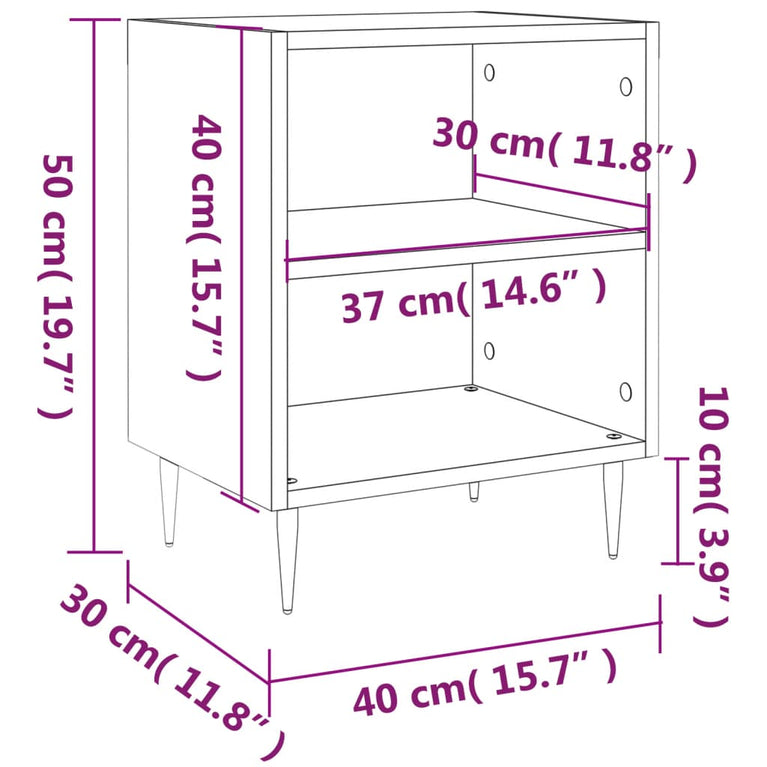 Nachtkastjes 2 st 40x30x50 cm bewerkt hout grijs sonoma eiken MeubelReus