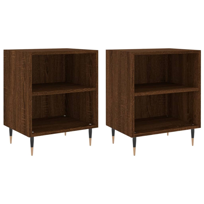 Nachtkastjes 2 st 40x30x50 cm bewerkt hout bruin eikenkleur MeubelReus