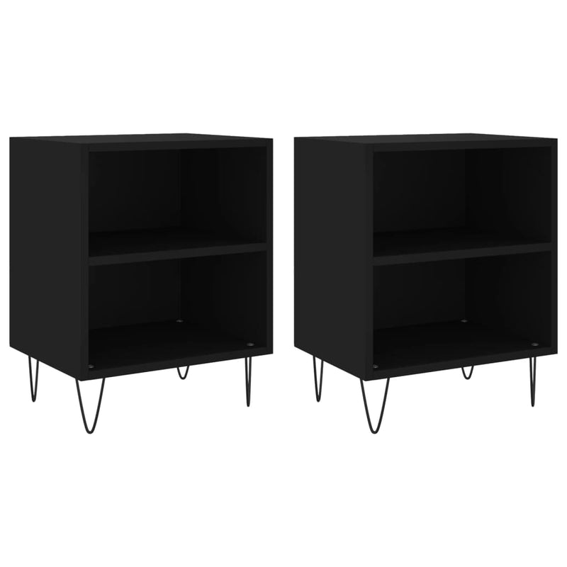 Nachtkastjes 2 st 40x30x50 cm bewerkt hout zwart MeubelReus