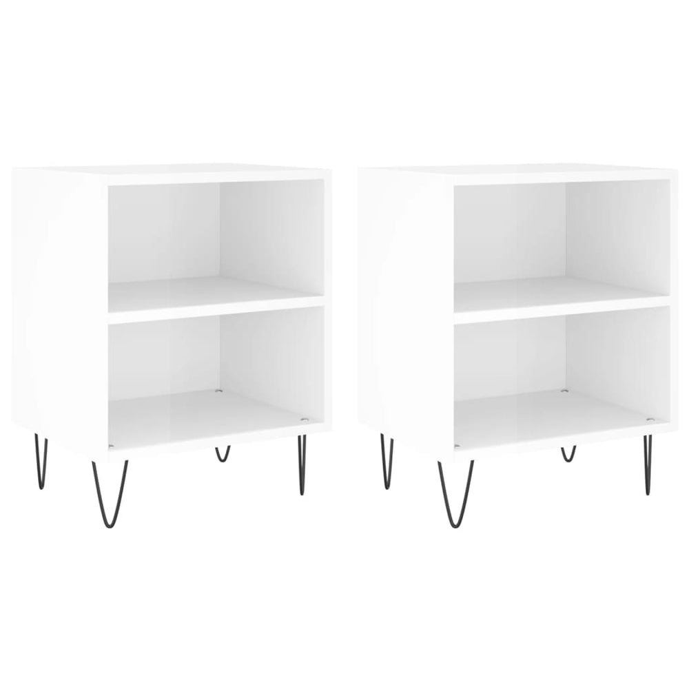Nachtkastjes 2 st 40x30x50 cm bewerkt hout hoogglans wit MeubelReus