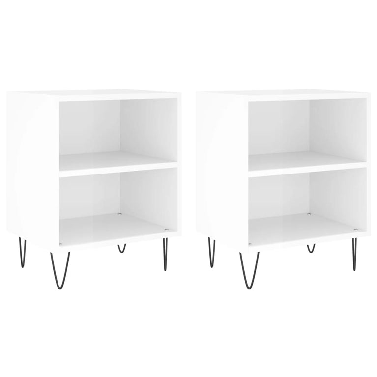 Nachtkastjes 2 st 40x30x50 cm bewerkt hout hoogglans wit MeubelReus