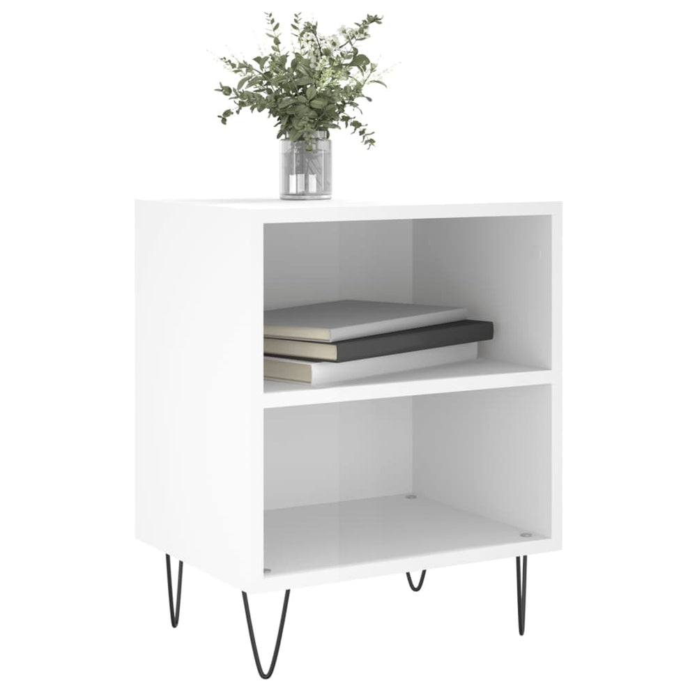 Nachtkastjes 2 st 40x30x50 cm bewerkt hout hoogglans wit MeubelReus