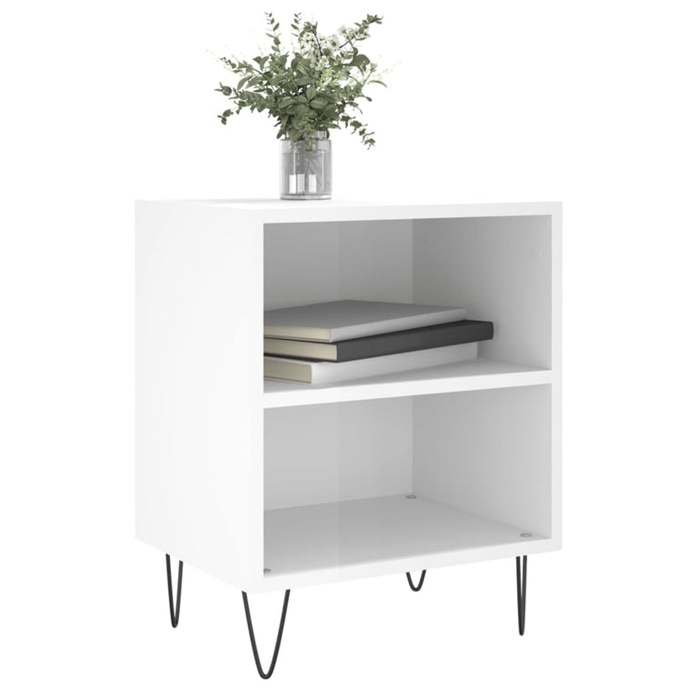 Nachtkastjes 2 st 40x30x50 cm bewerkt hout hoogglans wit MeubelReus