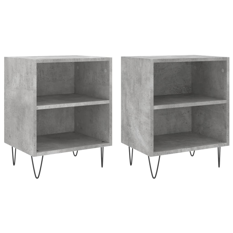 Nachtkastjes 2 st 40x30x50 cm bewerkt hout betongrijs MeubelReus