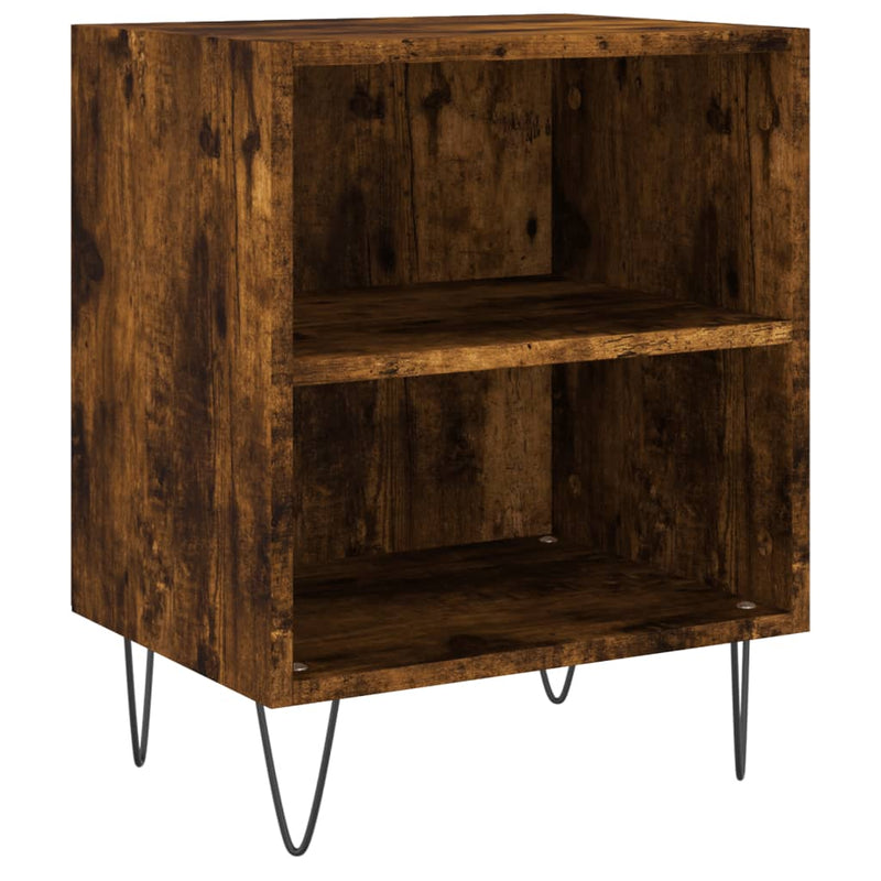 Nachtkastje 40x30x50 cm bewerkt hout gerookt eikenkleurig MeubelReus