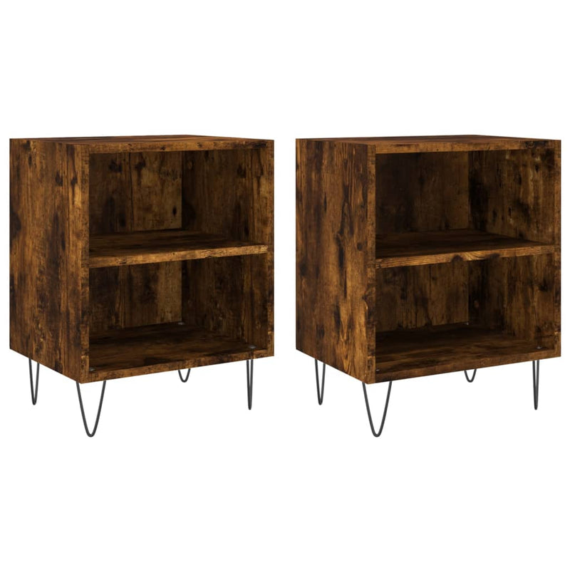Nachtkastjes 2 st 40x30x50 cm bewerkt hout gerookt eikenkleurig MeubelReus